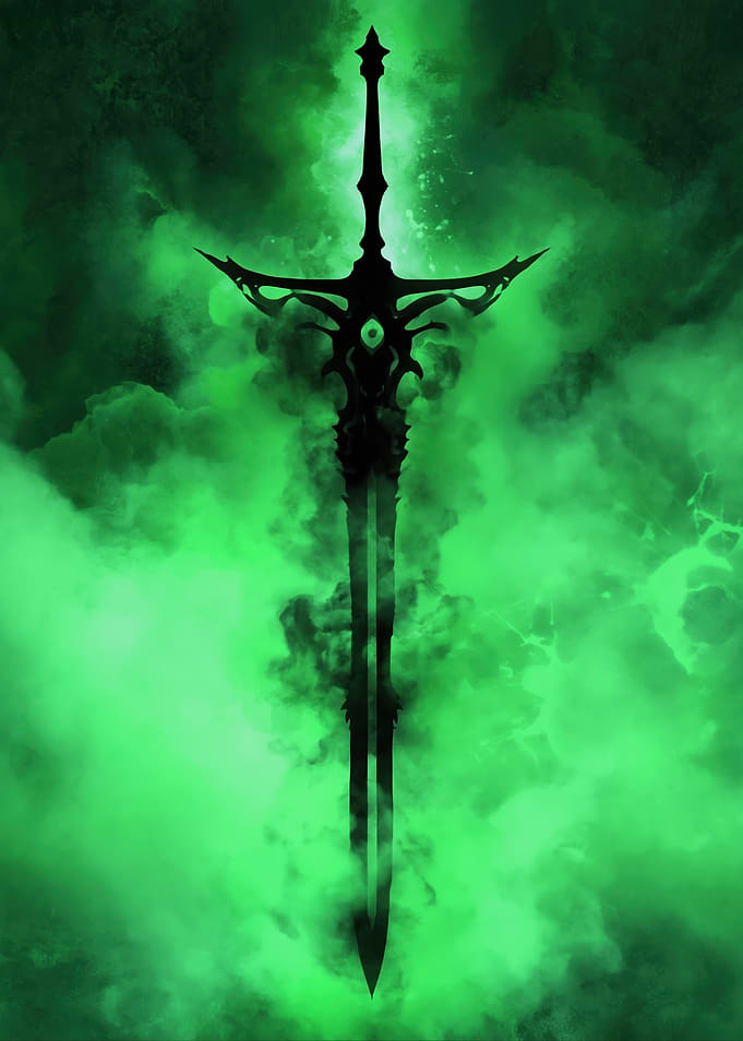 Dark Fantasy Sword in Green Smoke