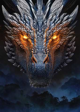 Fierce Dragon Head with Glowing Eyes