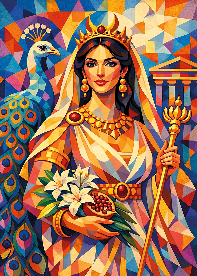 Goddess Hera with Peacock