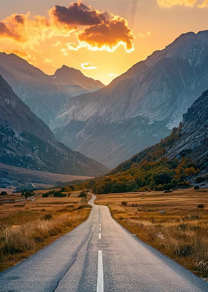 Mountain Valley Road at Sunset