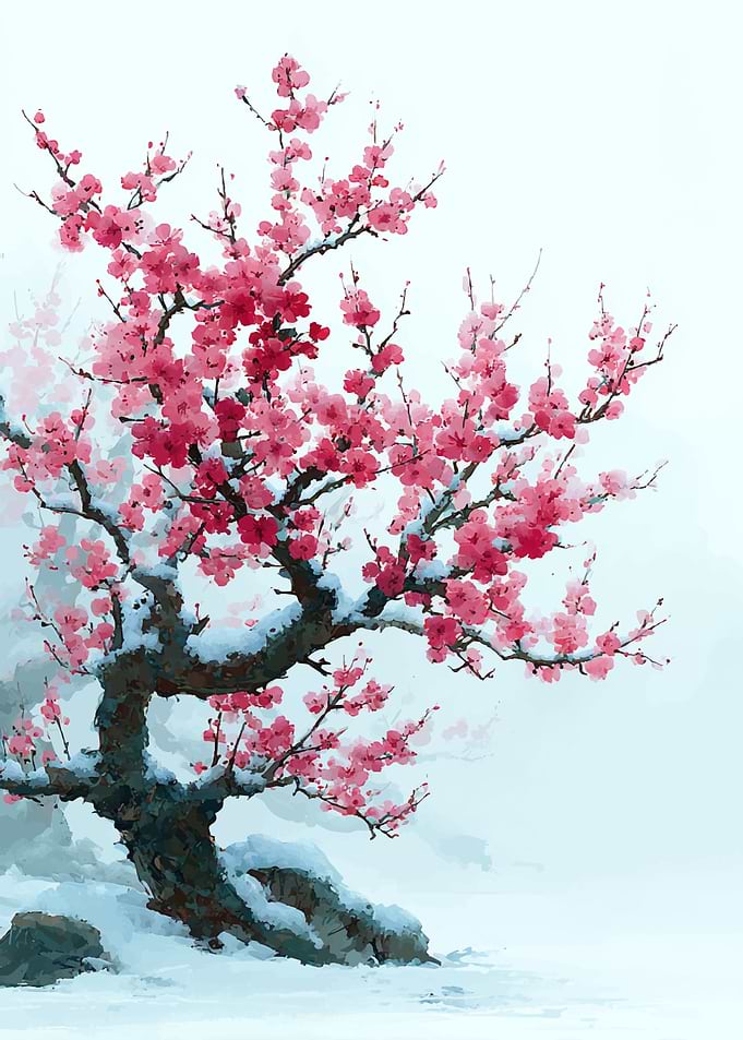 Cherry Blossoms in Snow