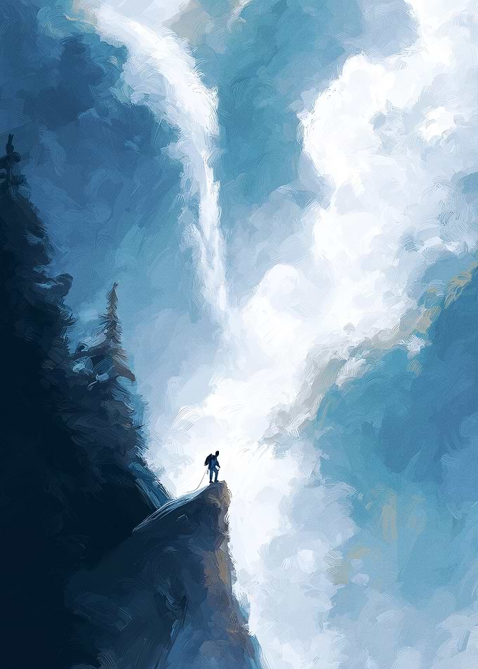 Hiker on a cliff edge