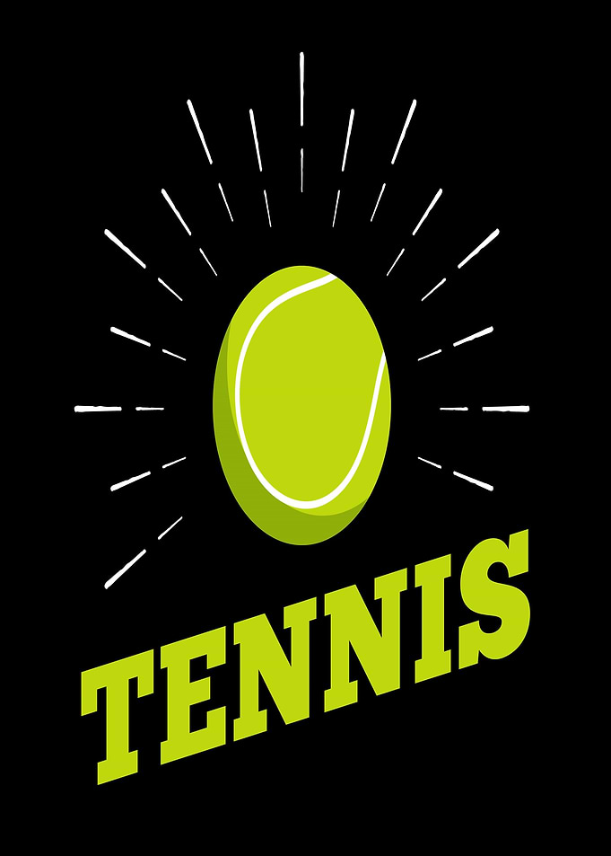 Tennis Ball with Rays and Text