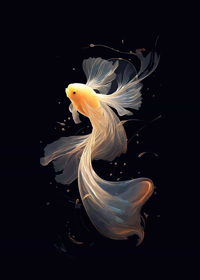 Ethereal Goldfish in Dark Water