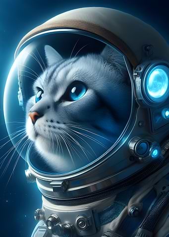 Cat Astronaut in Space