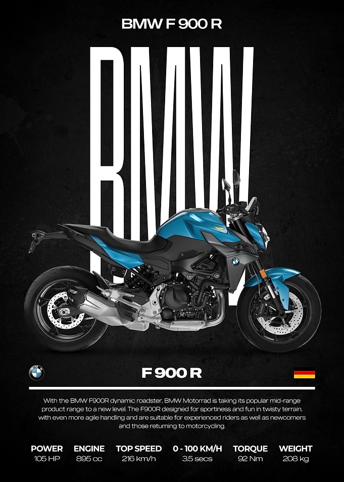 BMW F 900 R Motorcycle Poster