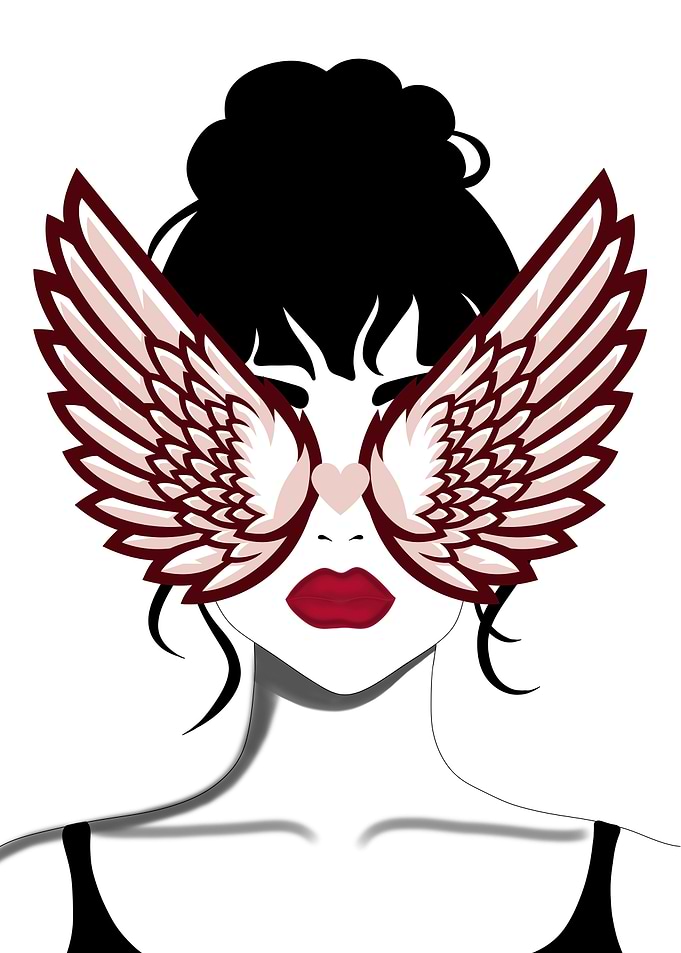 Woman with Angel Wings Mask