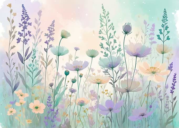 Watercolor Floral Meadow