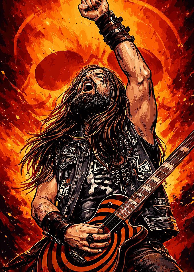 Heavy Metal Guitarist in Flames