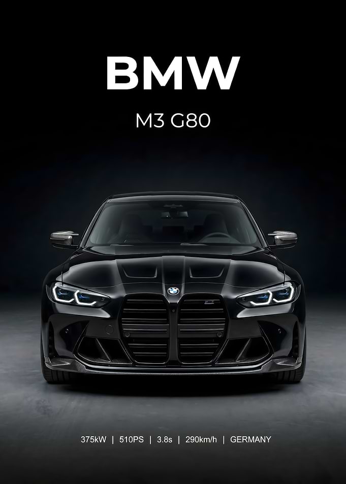 black BMW M3 G80 Front View