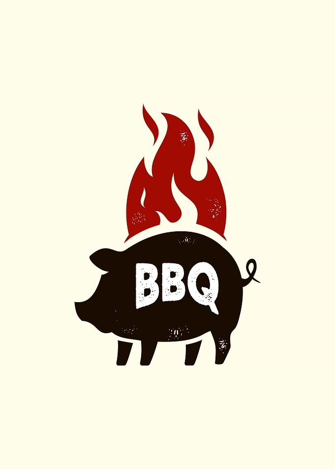 BBQ Pig with Flames