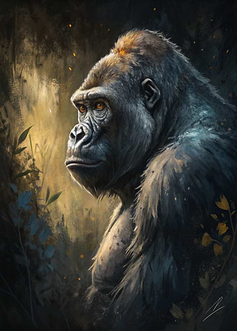 Gorilla Portrait in Forest