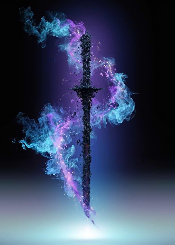 Mystical Katana Sword with Swirling Energy