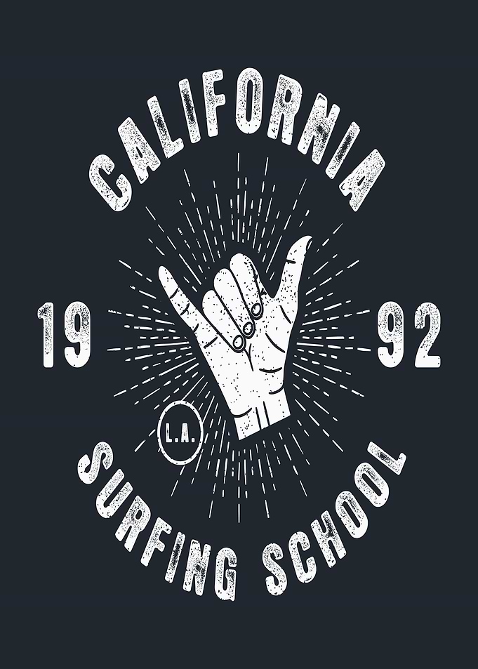 California Surfing School Vintage Graphic