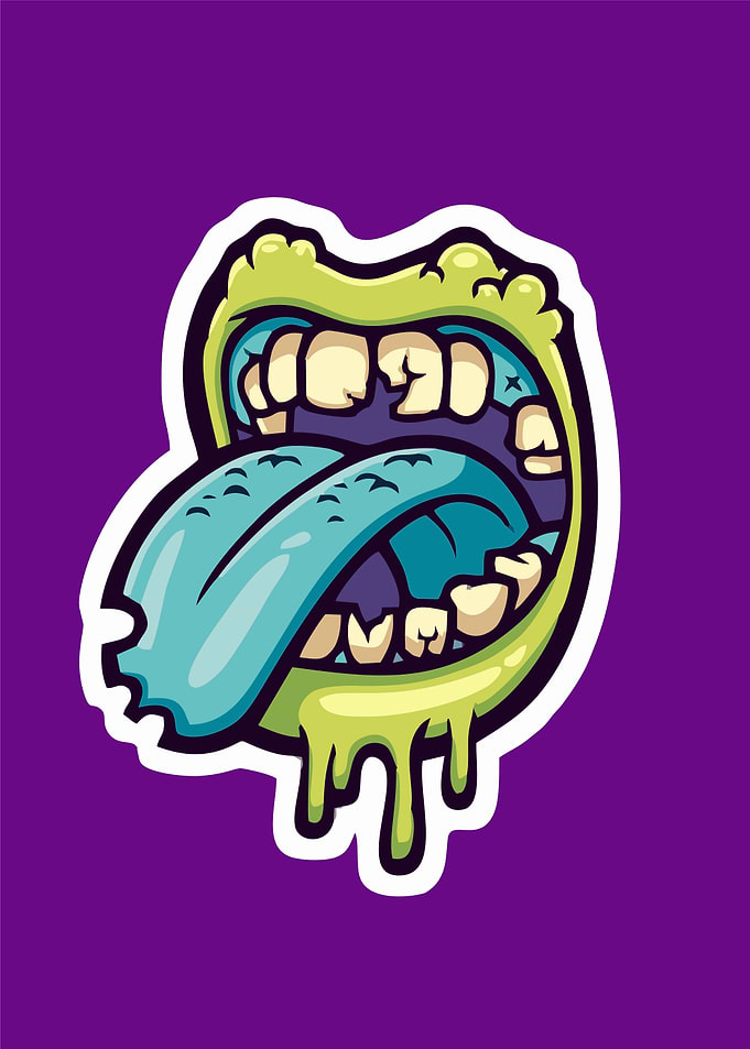 Cartoon Mouth with Dripping Tongue