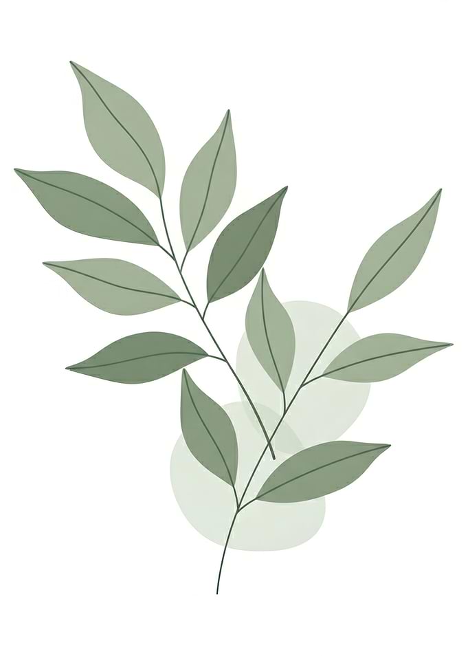 Green Leaves with Abstract Circles