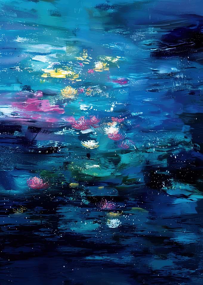 Abstract Water Lily Painting