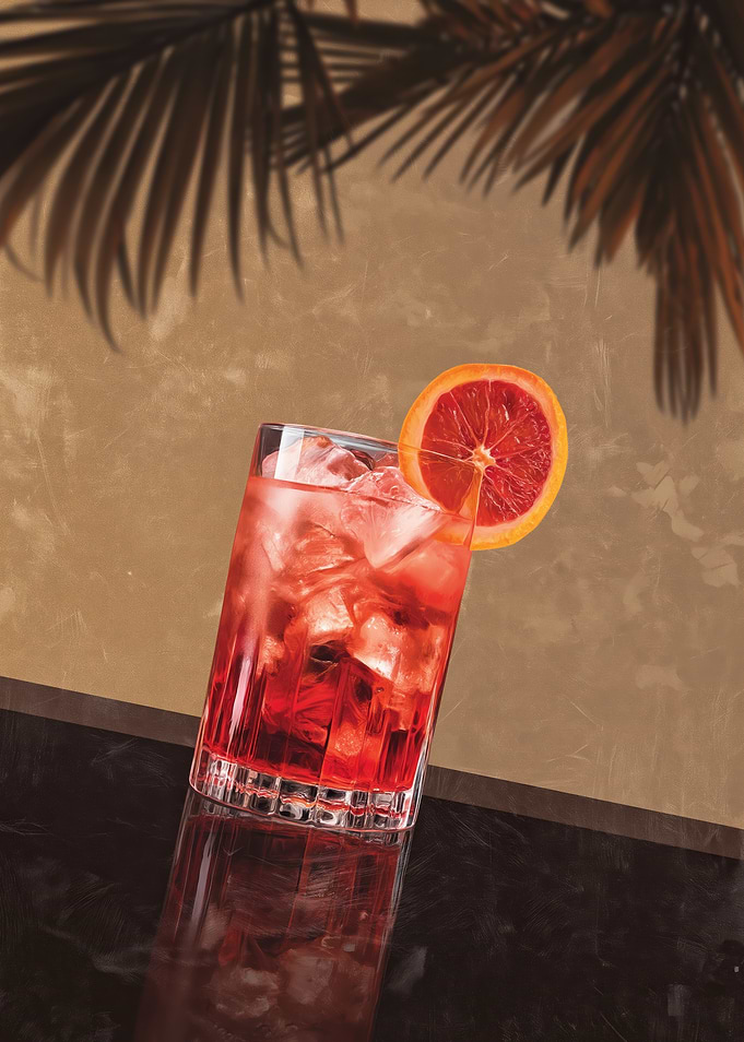 Red Cocktail with Orange Slice