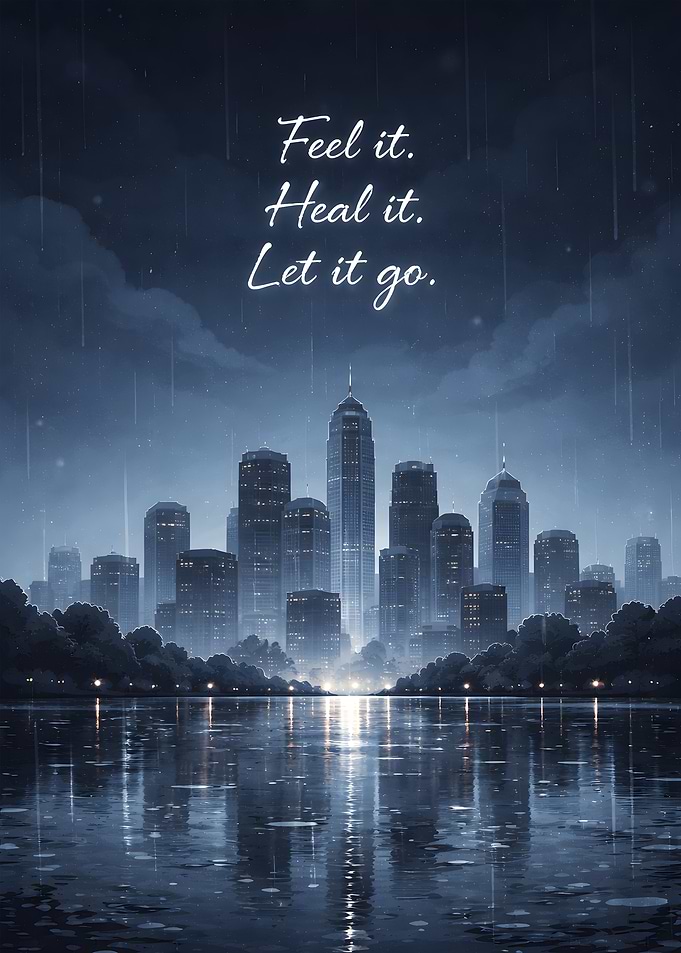 Cityscape at Night with Rain