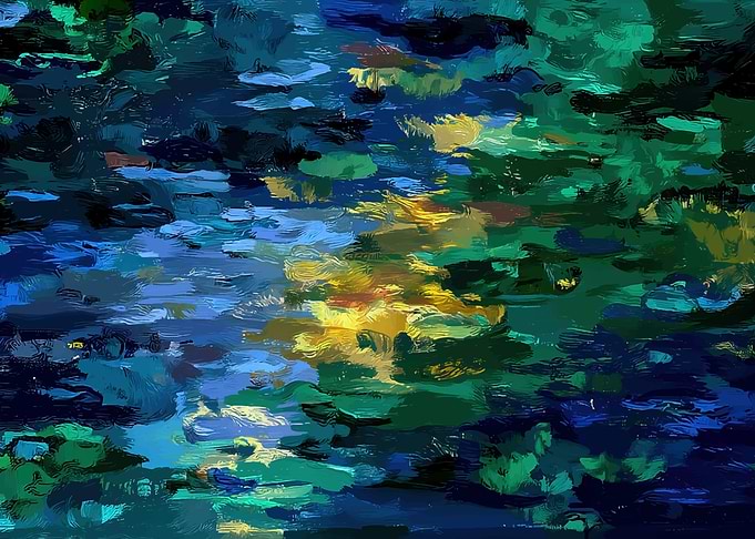 Impressionistic Water Lily Pond