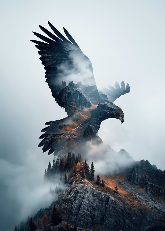 Eagle Over Misty Mountains