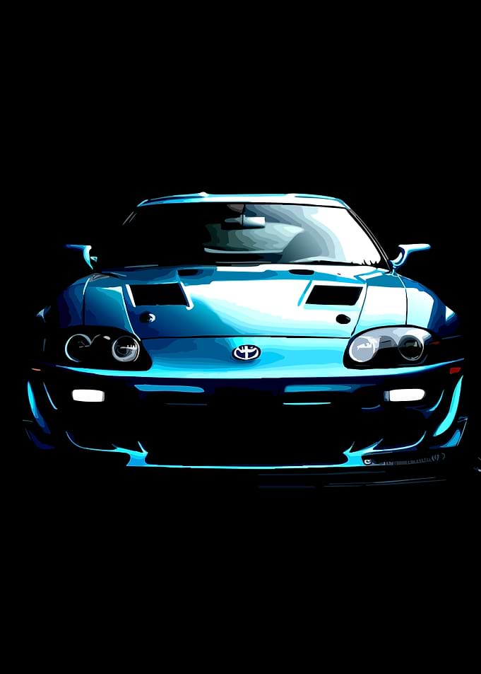 Blue Toyota Supra Car Illustration
