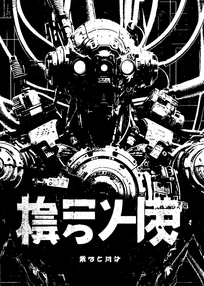 Cyberpunk Robot with Japanese Text