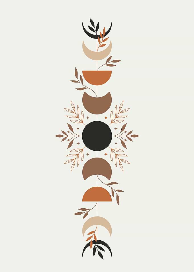 Boho Moon Phases with Leaves