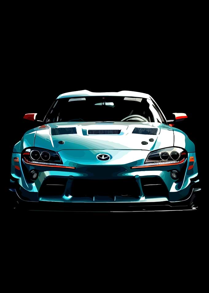 Cyan Sports Car Front View