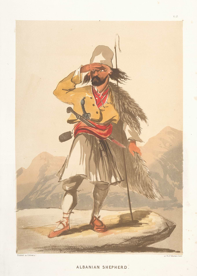 Albanian Shepherd in Traditional Attire