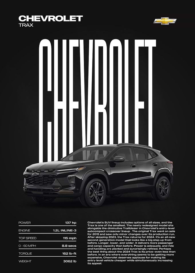 Chevrolet Trax Black SUV Car Poster