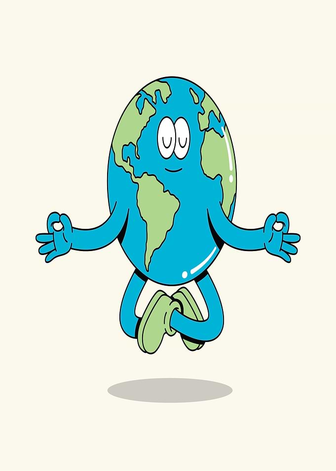 Meditating Earth Character