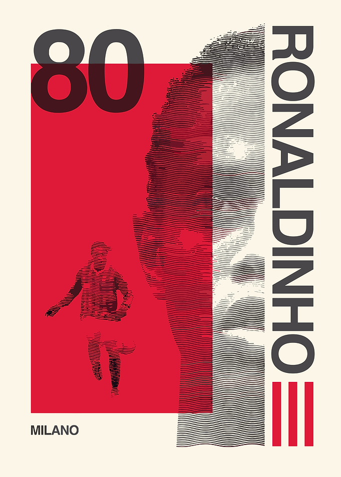 Ronaldinho 80 Milano Poster