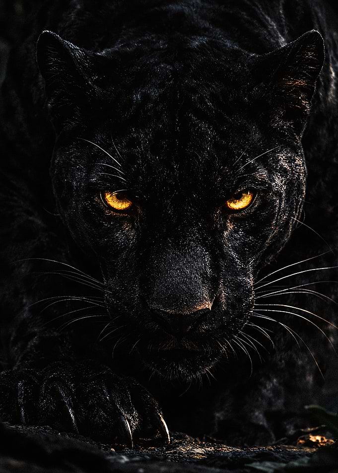 Black Panther with Glowing Eyes