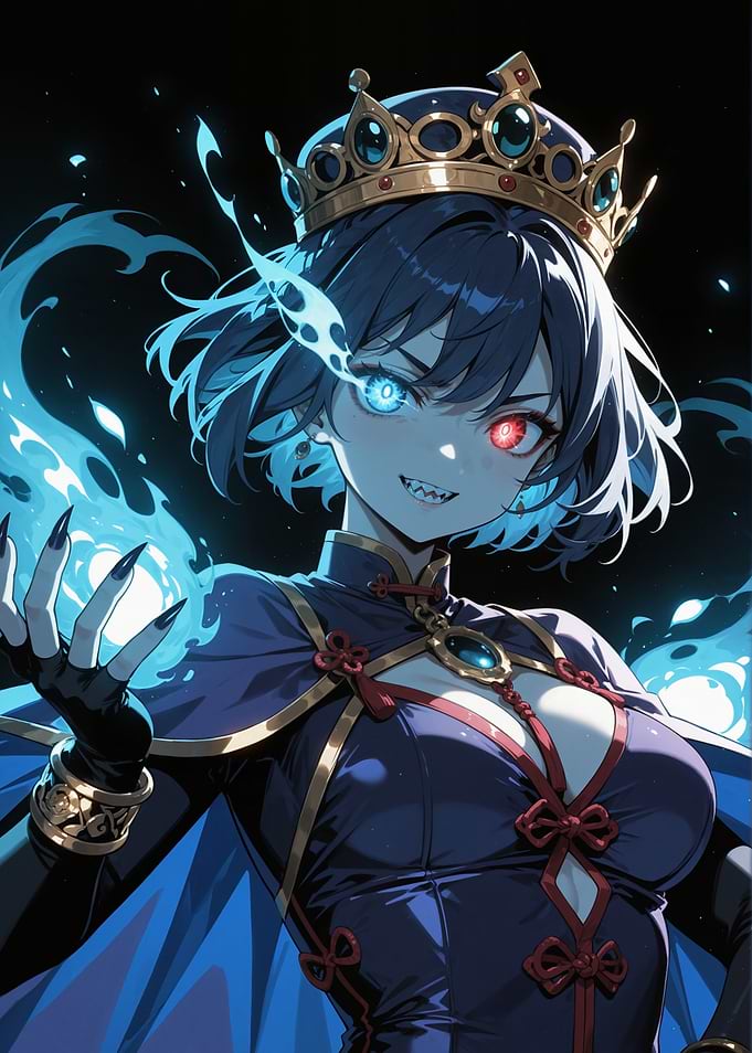 Anime Queen with Fiery Eyes