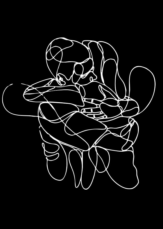 Abstract Embrace Line Art