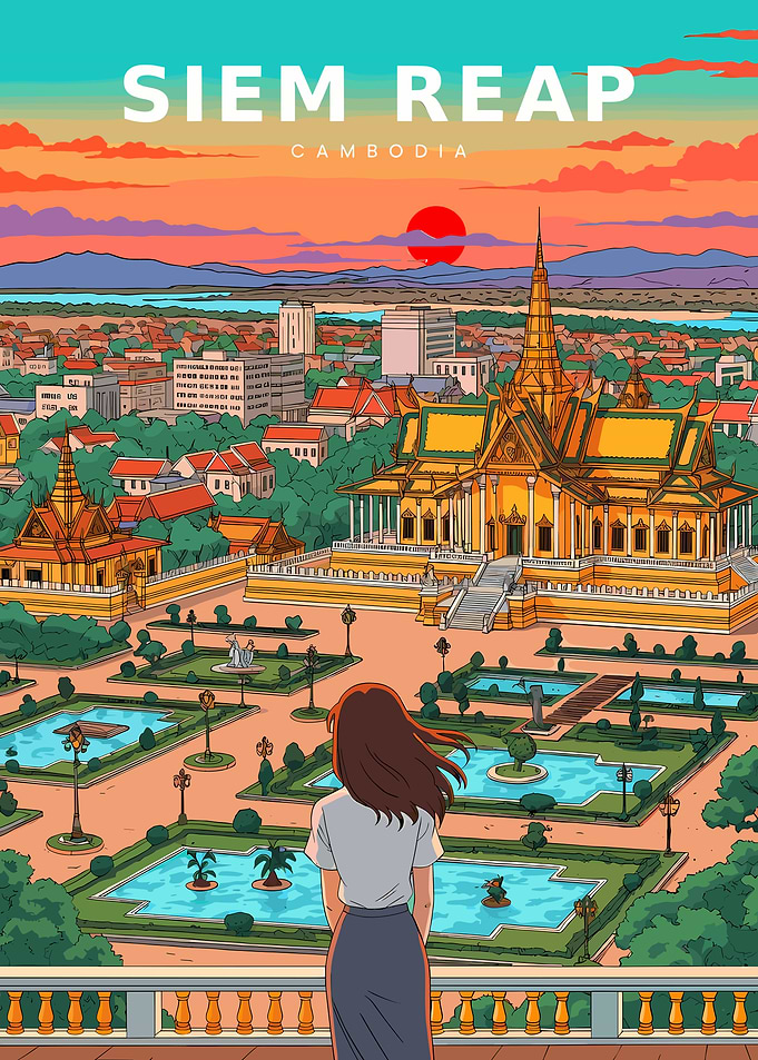 Siem Reap Cambodia Travel Poster