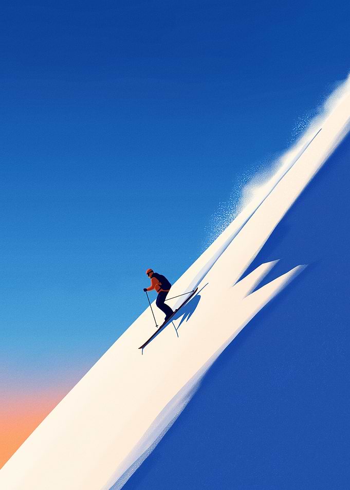 Skier on a Snowy Mountain