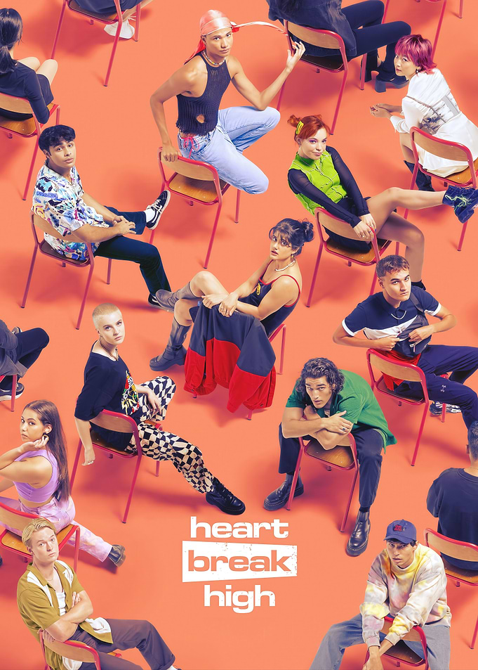 Heartbreak High Cast Posing on Chairs