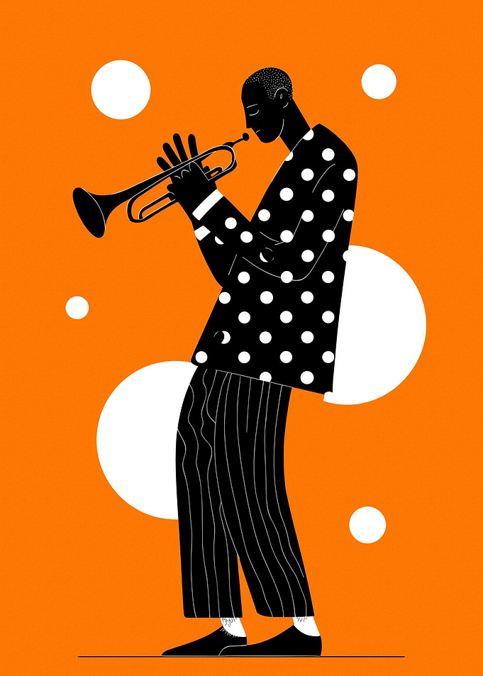 Jazz Musician Playing Trumpet