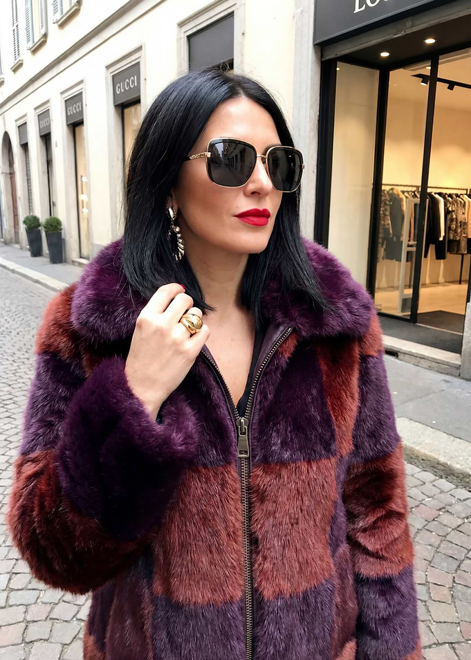 Woman in Fur Coat and Sunglasses