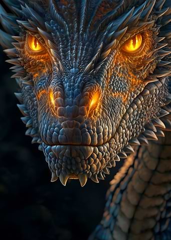Close-up of a fierce dragon's face