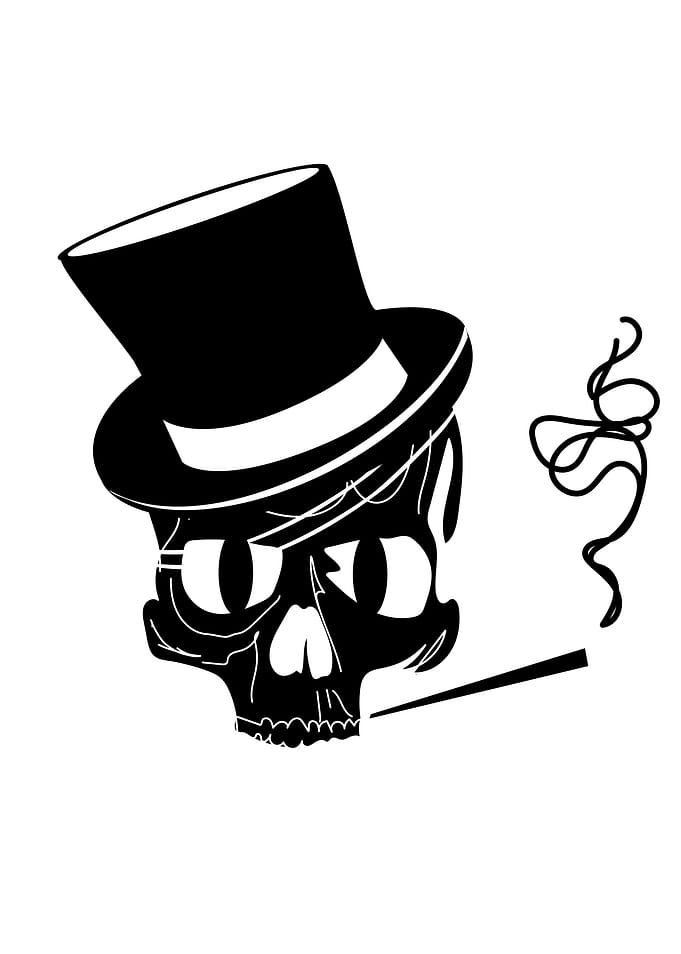 Skull in Top Hat Smoking