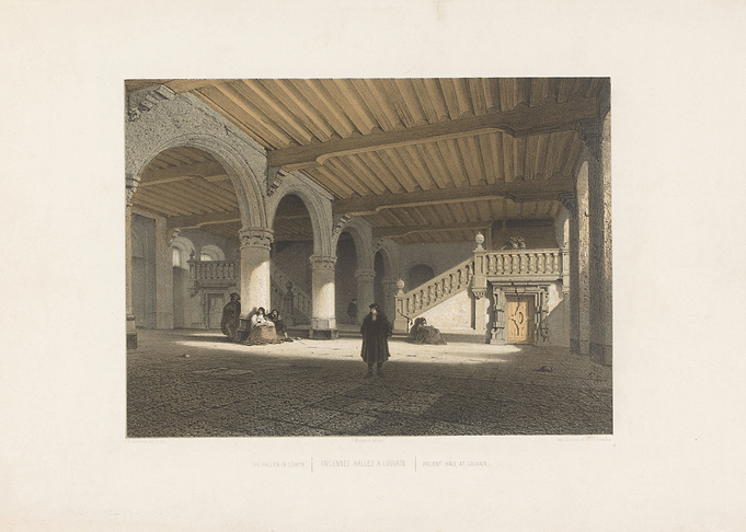 Interior of a historic building with people