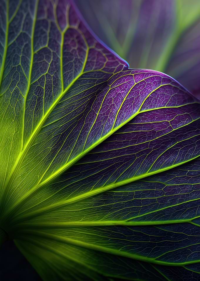 Macro Purple Leaf Green Veins