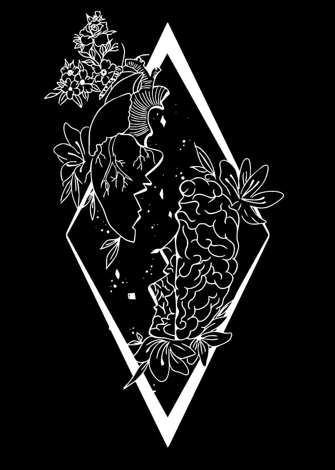 Heart and Brain with Flowers