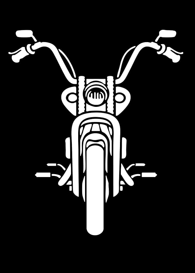 White Motorcycle Front View