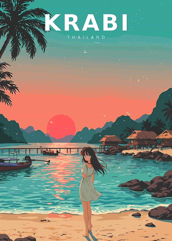 Krabi Thailand Anime Beach Sunset