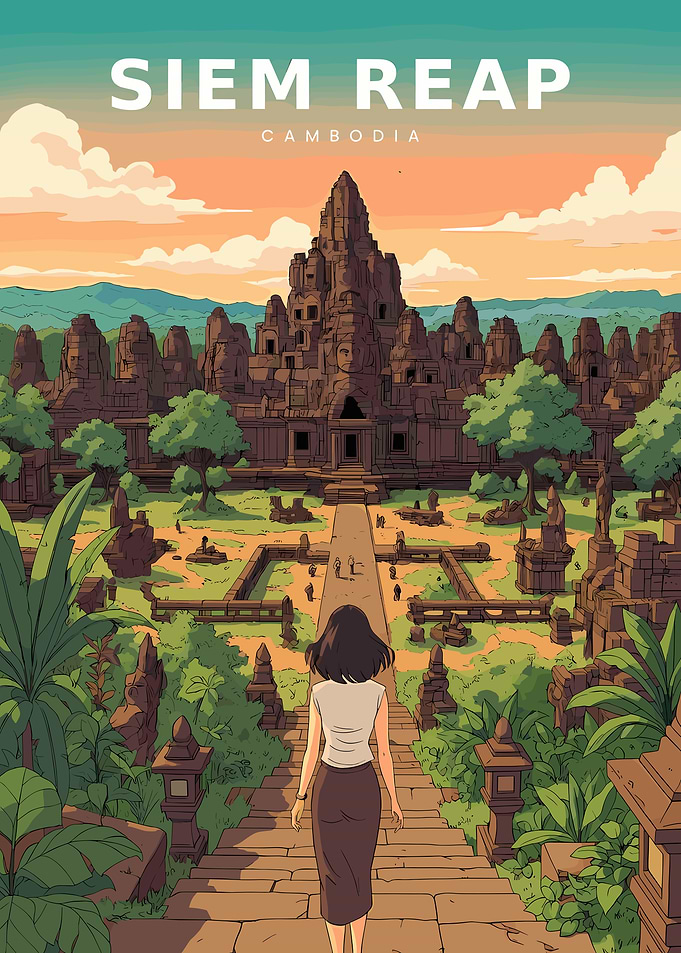 Siem Reap Cambodia Travel Poster