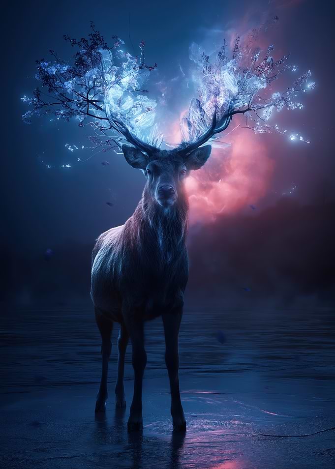 Mystical Deer with Glowing Antlers